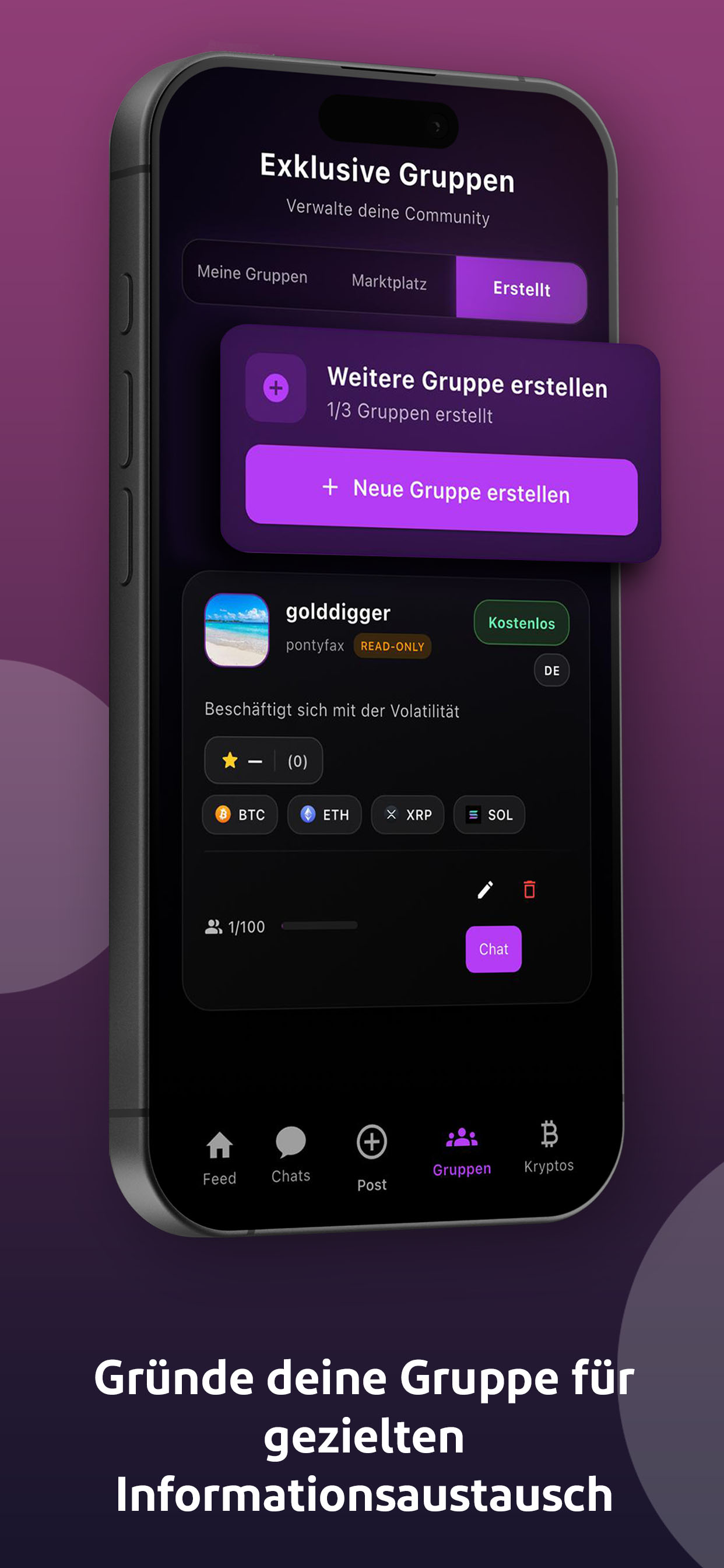 CryptoChat Benachrichtigungen